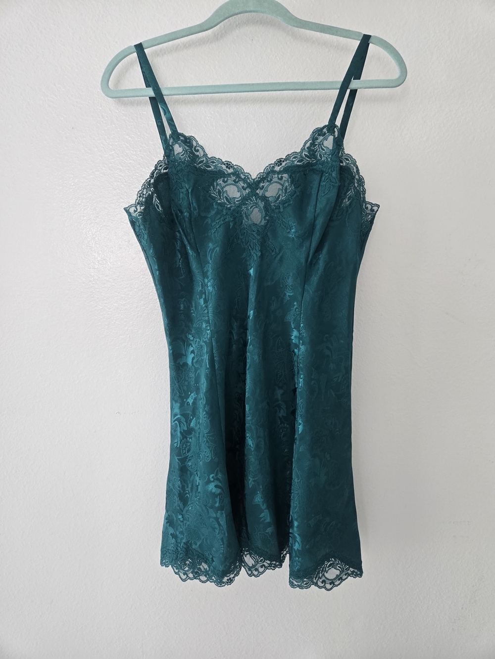 Victoria’s Secret Babydoll Silky Slip Dress Emerald Green Fairy Grunge M Vtg Y2k - Picture 2 of 12